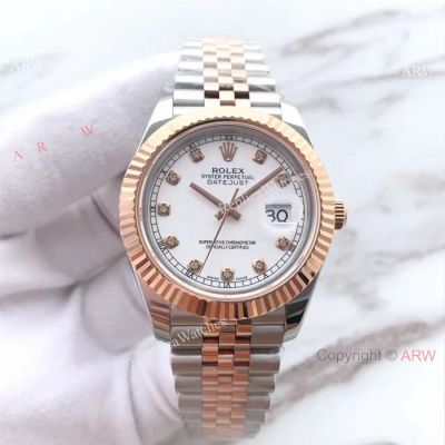  Rolex Datejust 2 White Face Watch 41mm Diamond Rolex Replica Watch